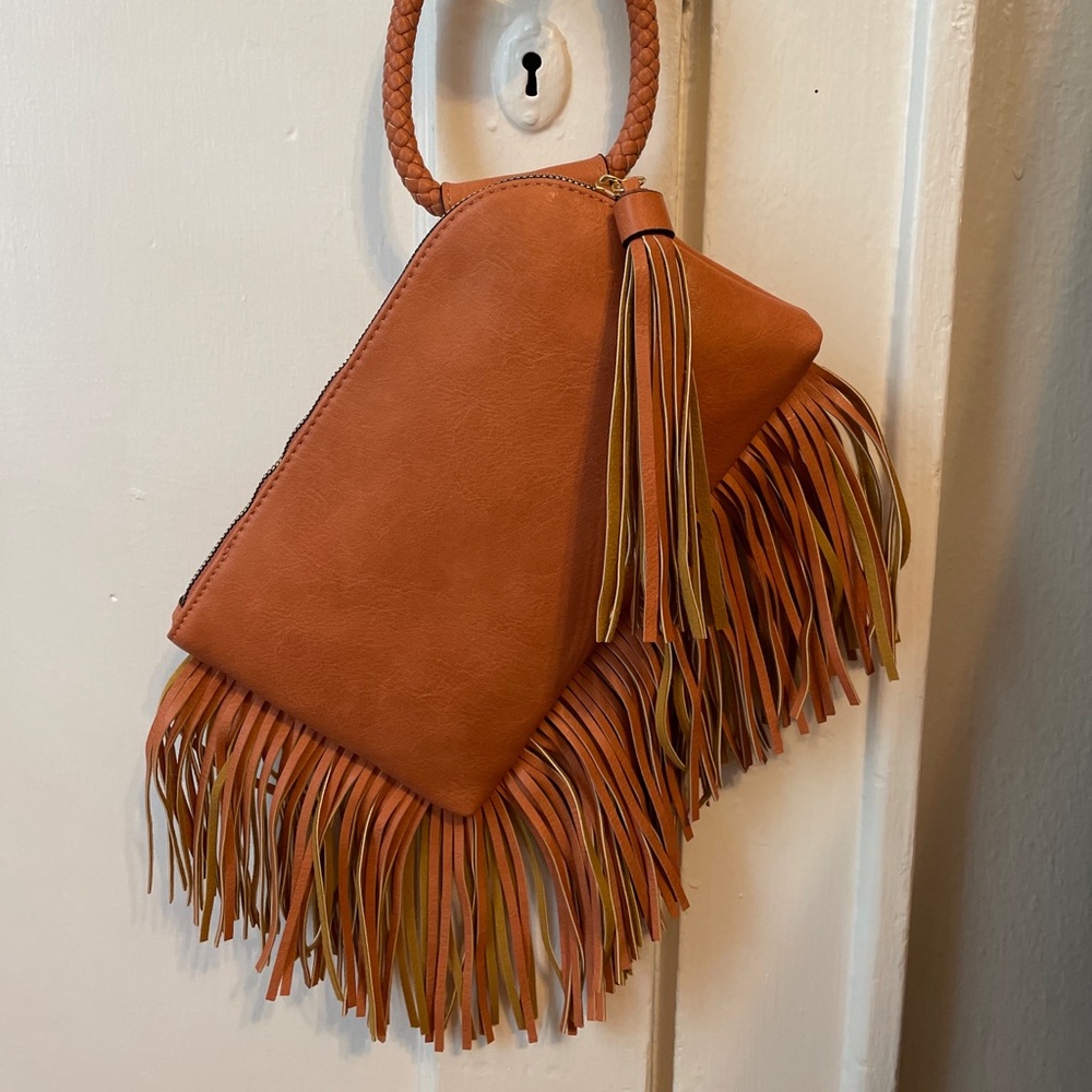 VERSONA Ring Handle Wristlet Fringe Clutch Festival Concert Wallet NEW